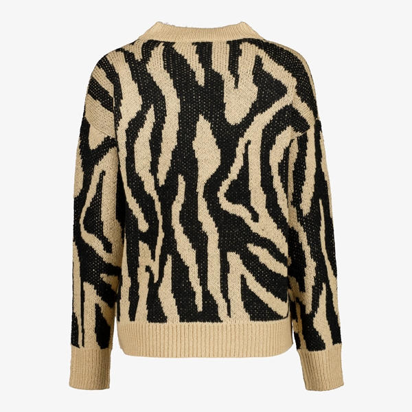 TwoDay dames trui met luipaardprint zwart/bruin