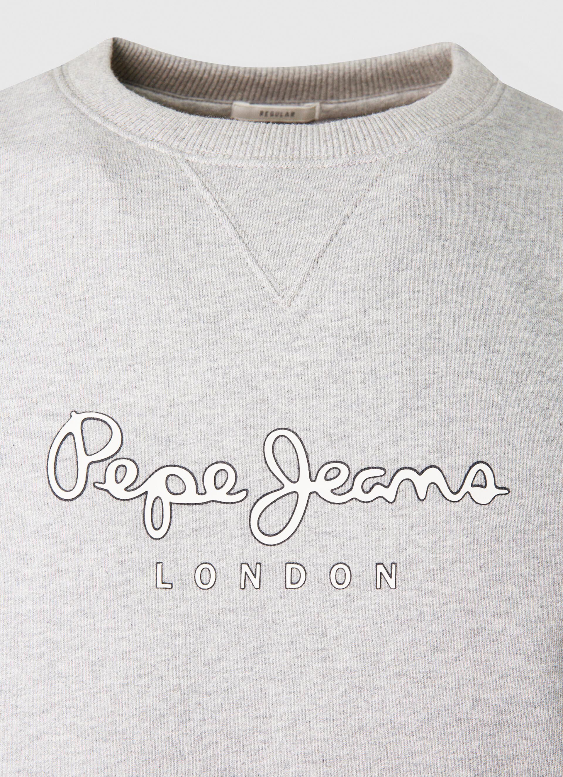 Moletom de algodão com logo estampado - cinza mesclado