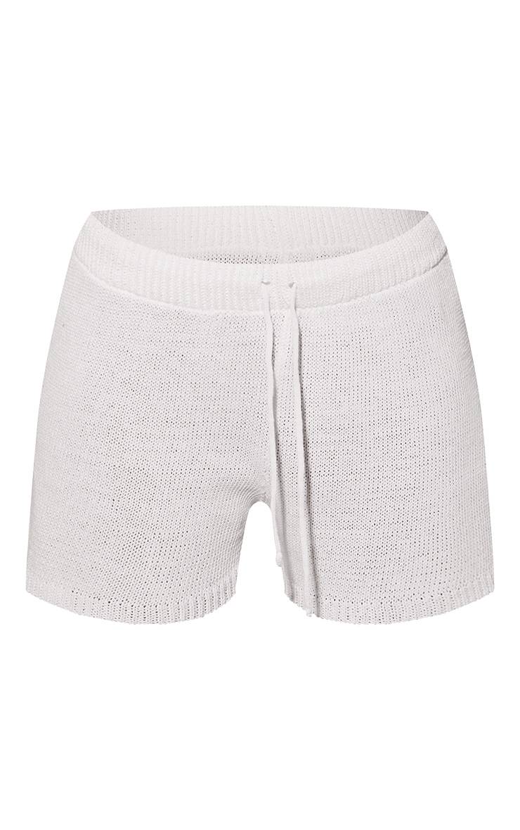 Blanc Short De Plage Tricoté À Cordon De Serrage
