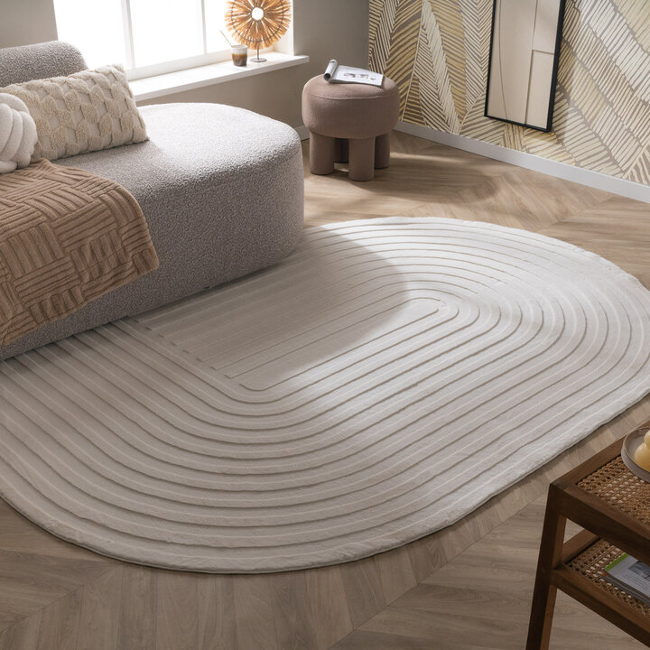 Organisch Vloerkleed - Flowy Arch Creme | Wasbaar