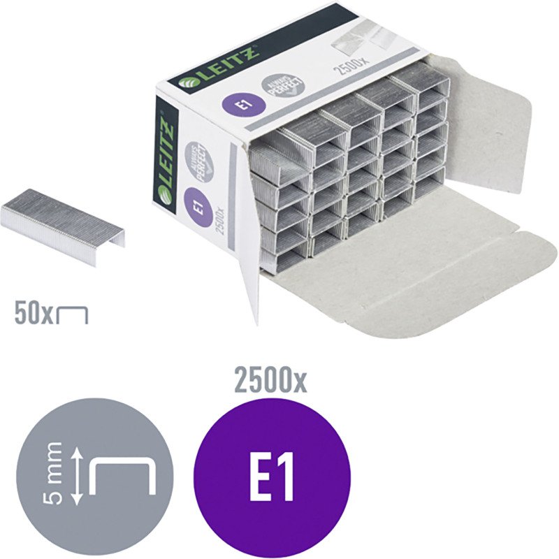 Agrafe Leitz E1 pour agrafeuse électrique 5532 galvanisée - Boîte de 2500