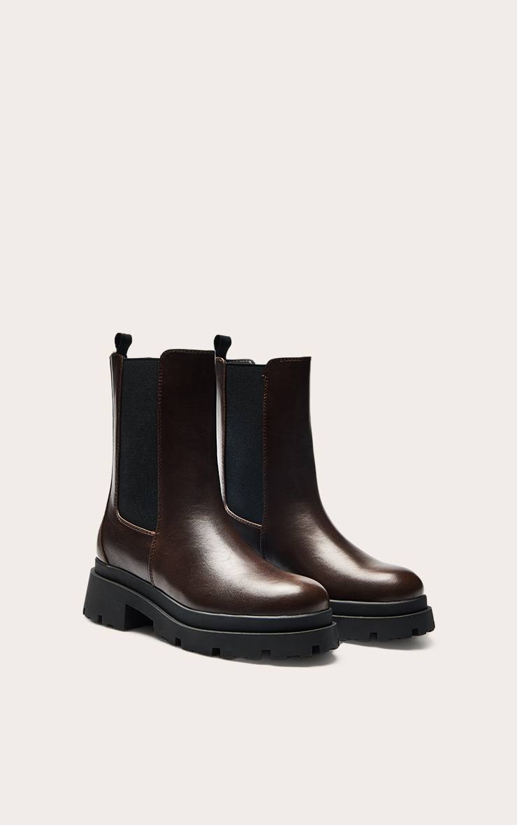 Chocolat Bottines Chelsea En Synthétiquecuir À Semelle Épaisse