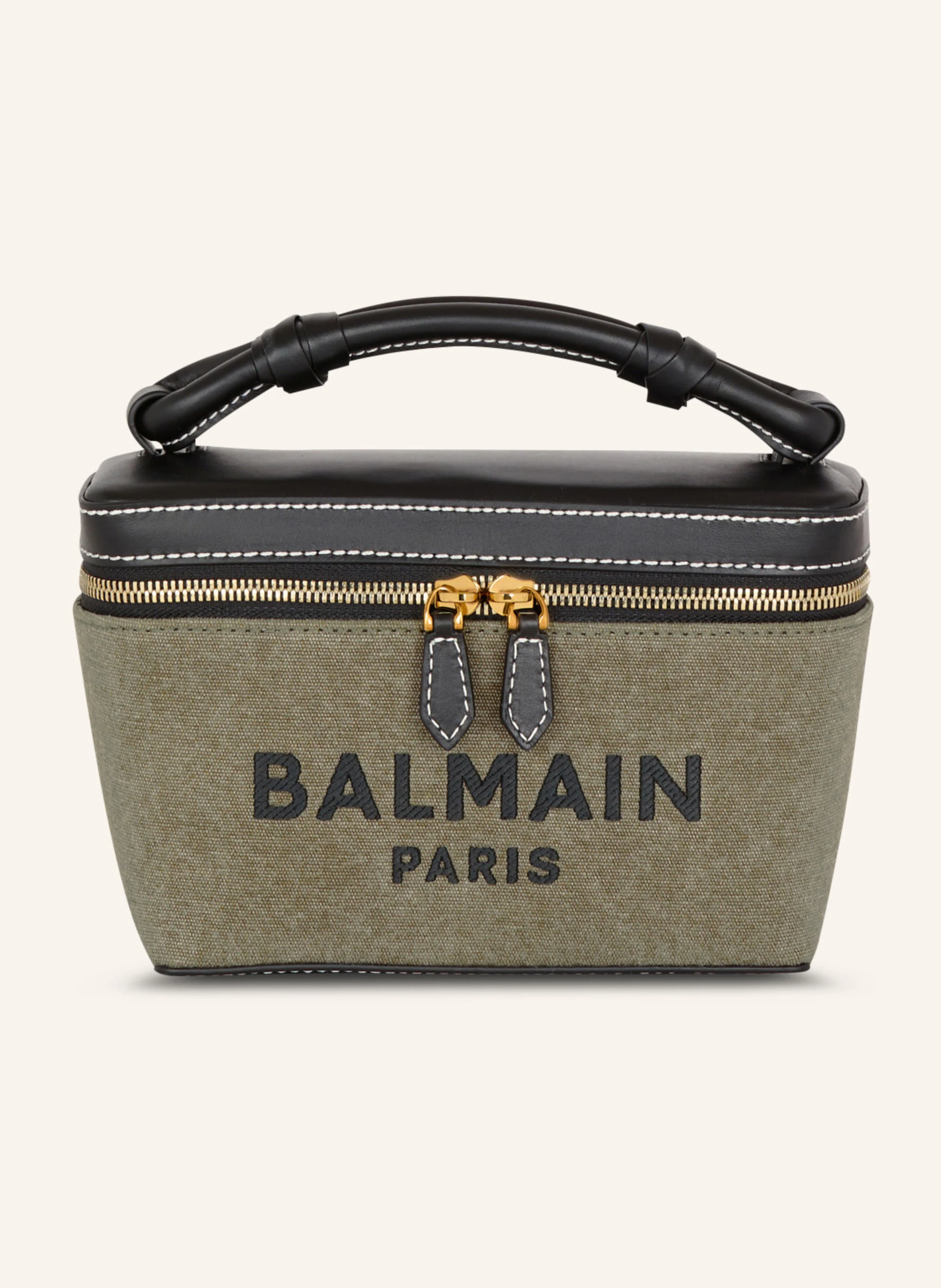 BALMAIN Beautycase B-Army aus Canvas und Leder