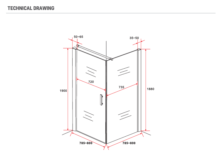 Sanigoods Momo douchecabine met draaideur 80x80cm zwart mat