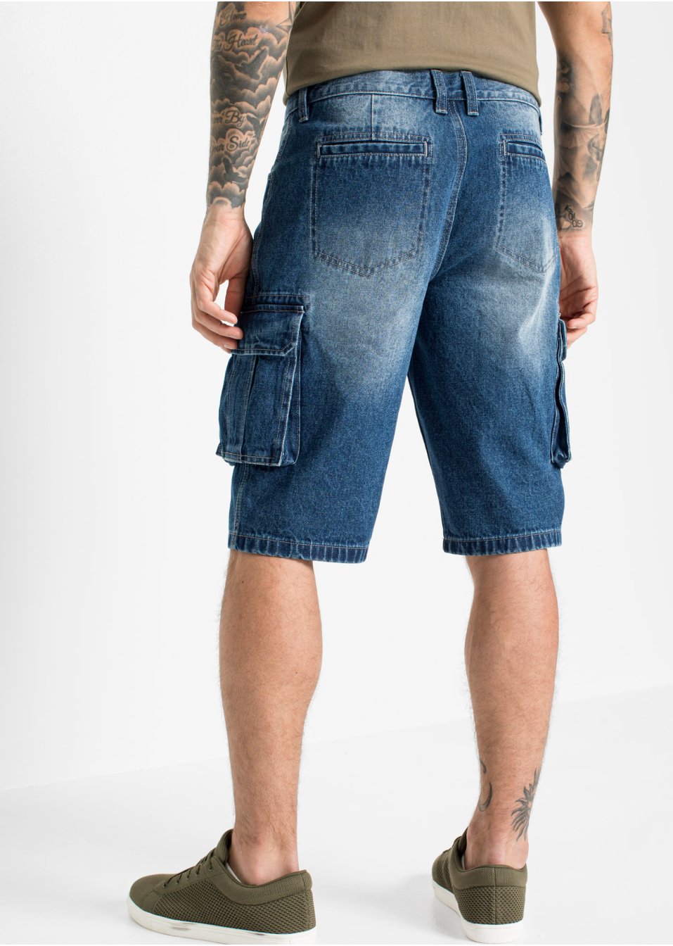 Bermuda en jean cargo, Loose Fit