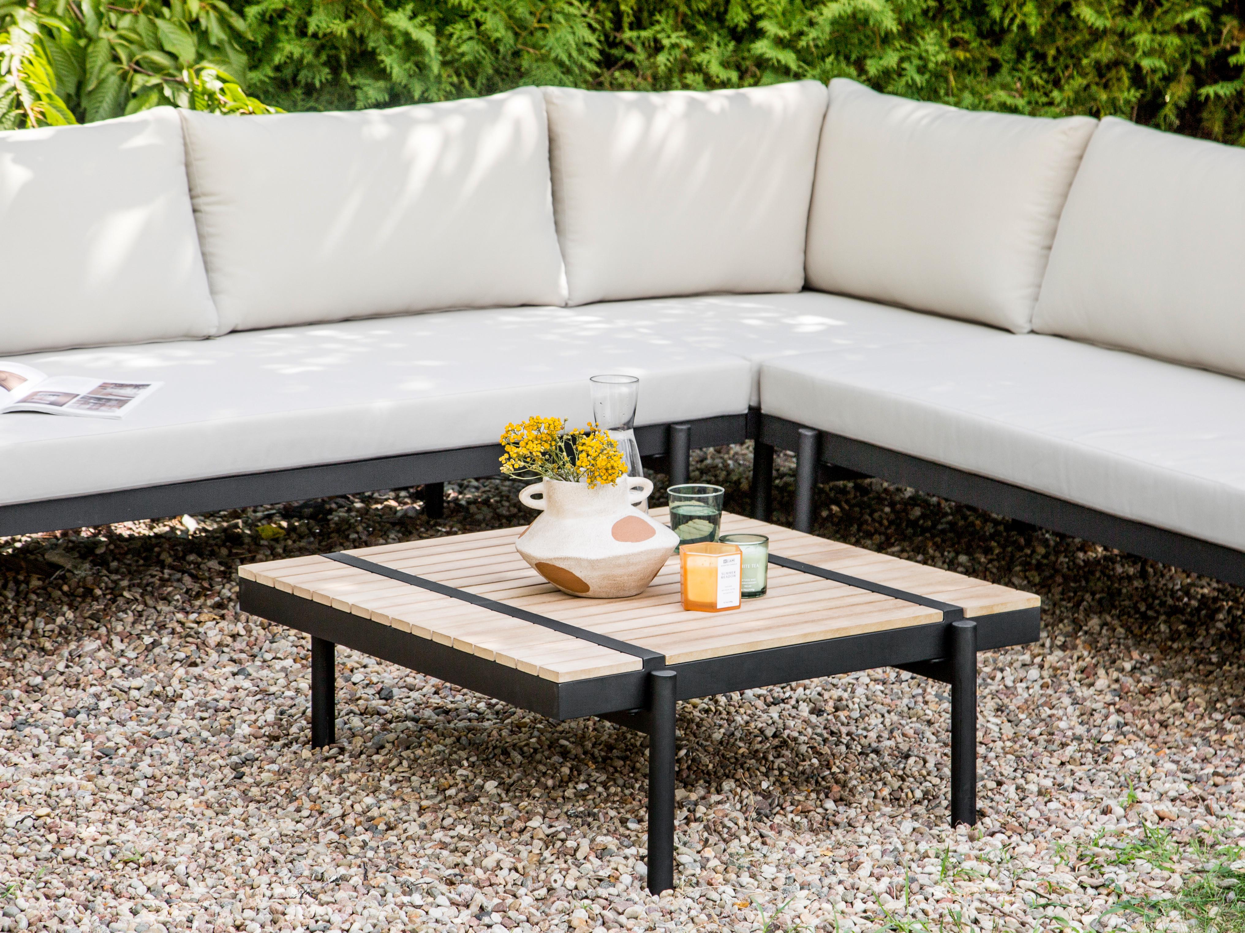 Tuin hoekloungeset met tafel 5-zits BELLARIVA Eucalyptushout Gebroken wit