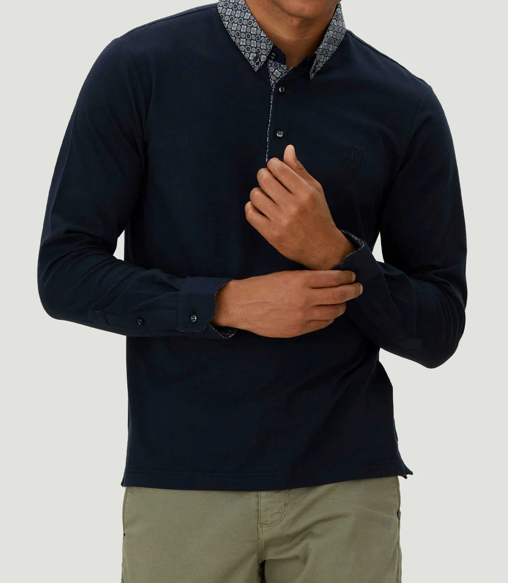 Polo manches longues marine 