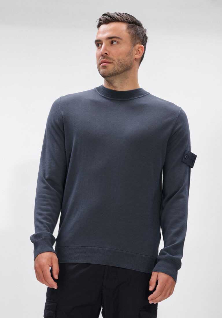blauwe stone island trui crew neck s00fc