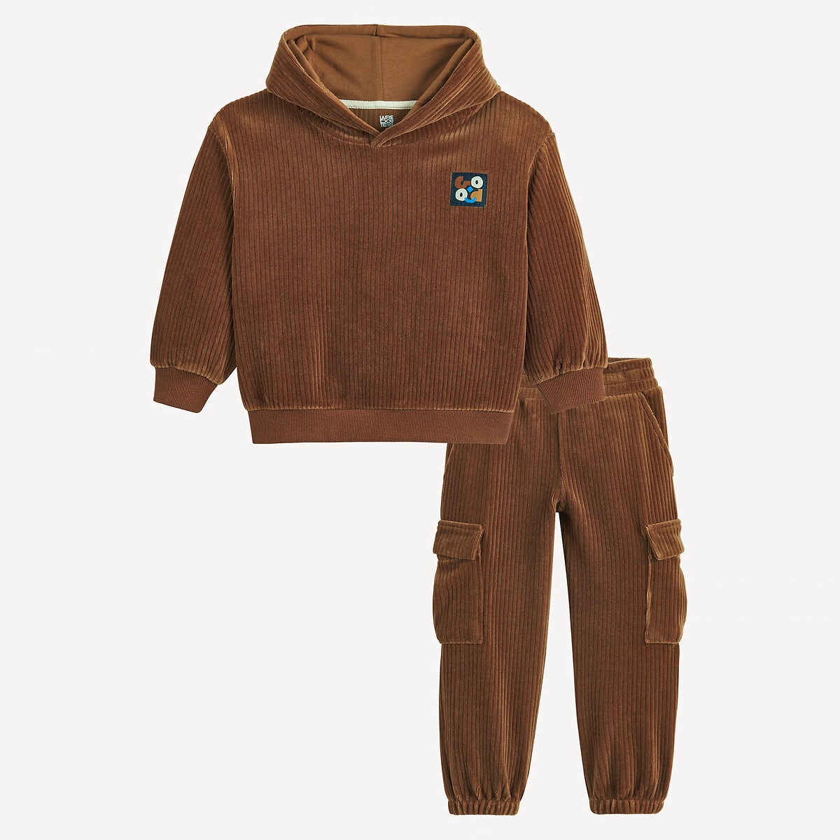 COLEÇÕES LA REDOUTE<br>Conjunto de blusa de moletom e calça de moletom de veludo