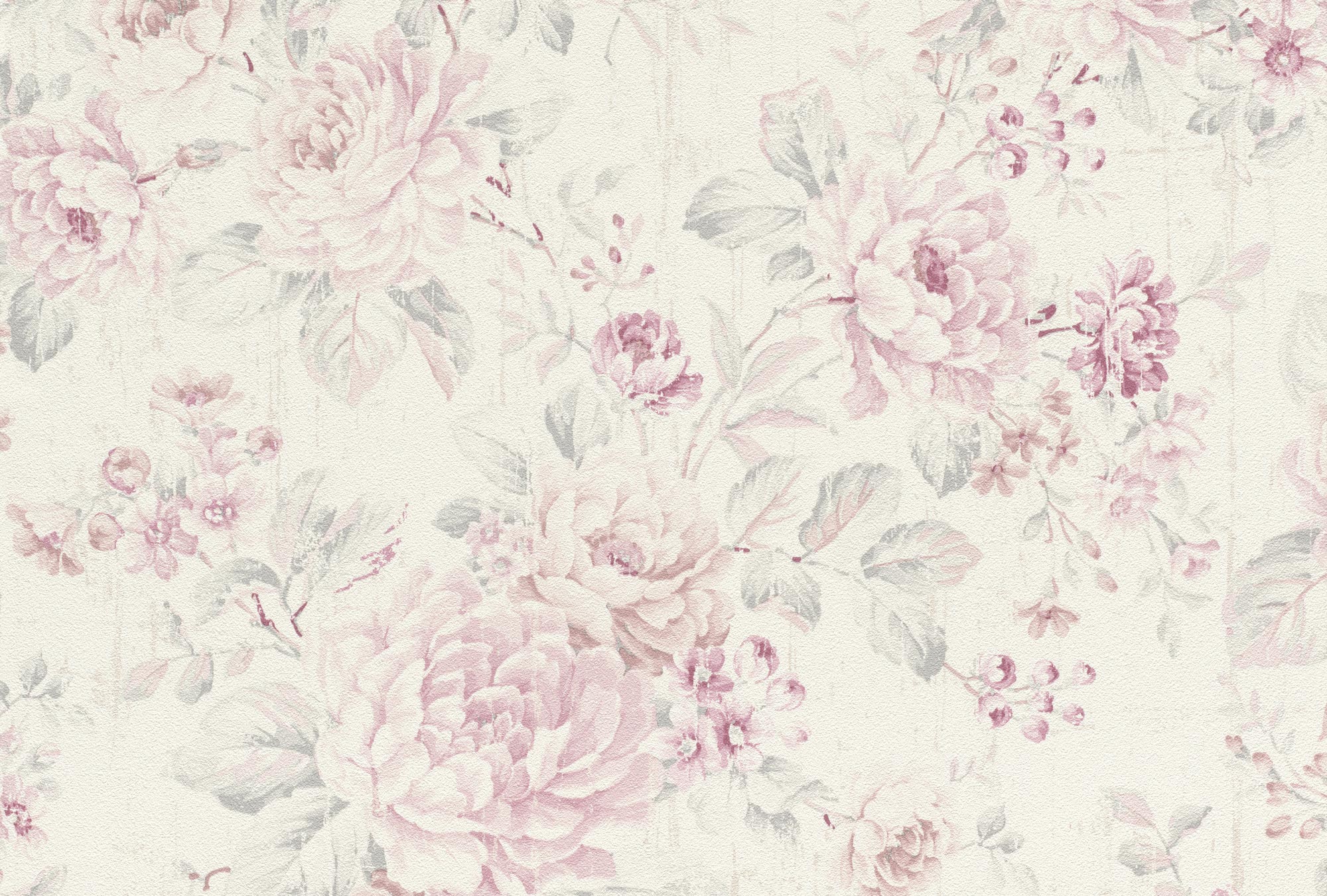 Vliestapete SOUVENIR - rosa-creme - Rosen - 10 Meter