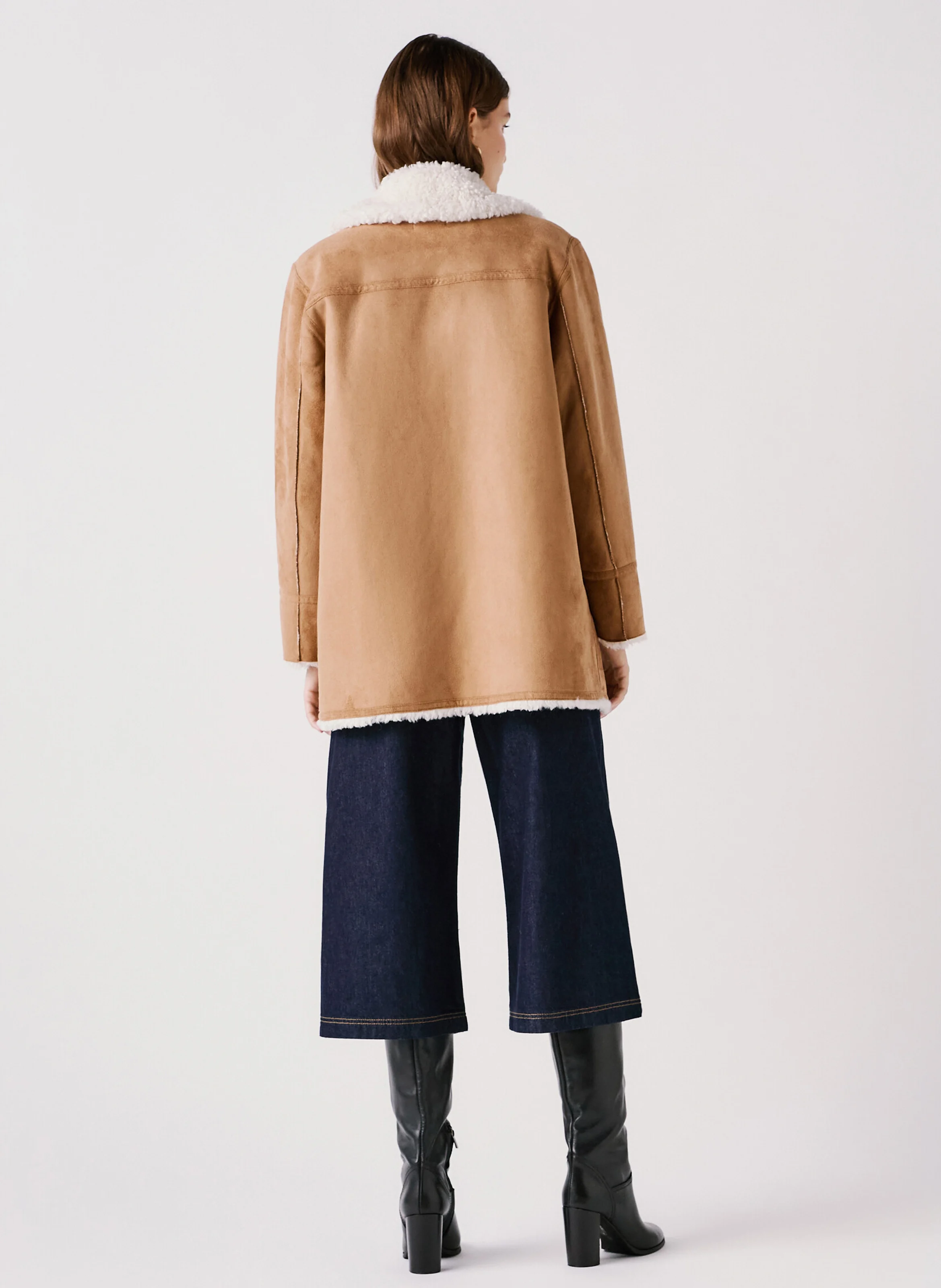 GONZAGUE - Manteau mi-long effet velours | Marron