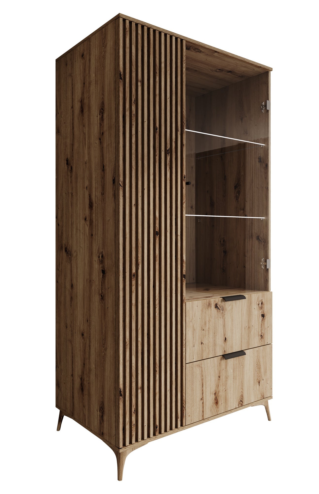 Meubella - Vitrinekast Evy - Eiken - 100 cm