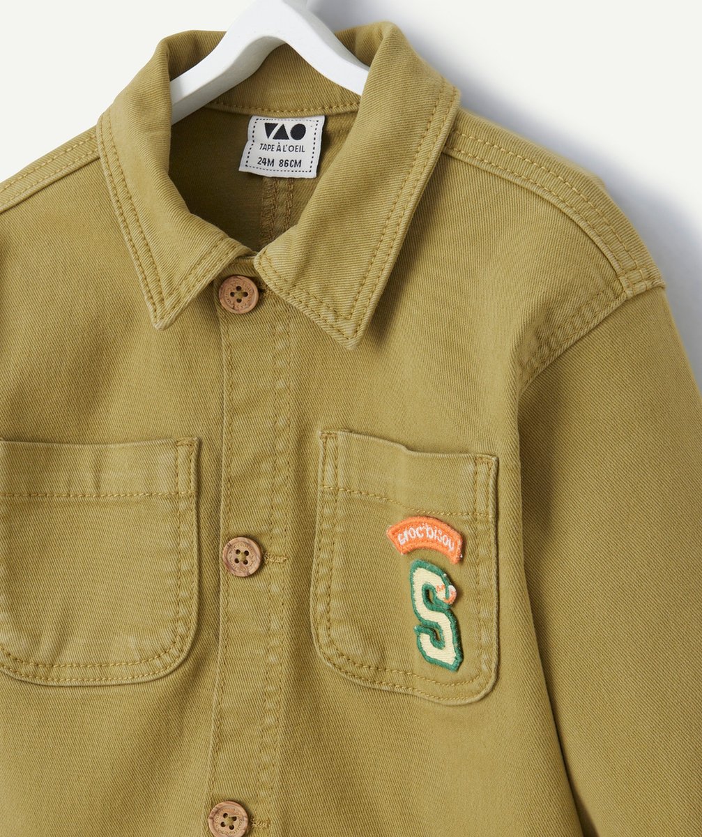 VESTE BÉBÉ GARÇON EN FIBRES RECYCLÉES VERTE AVEC POCHES ET PATCHS