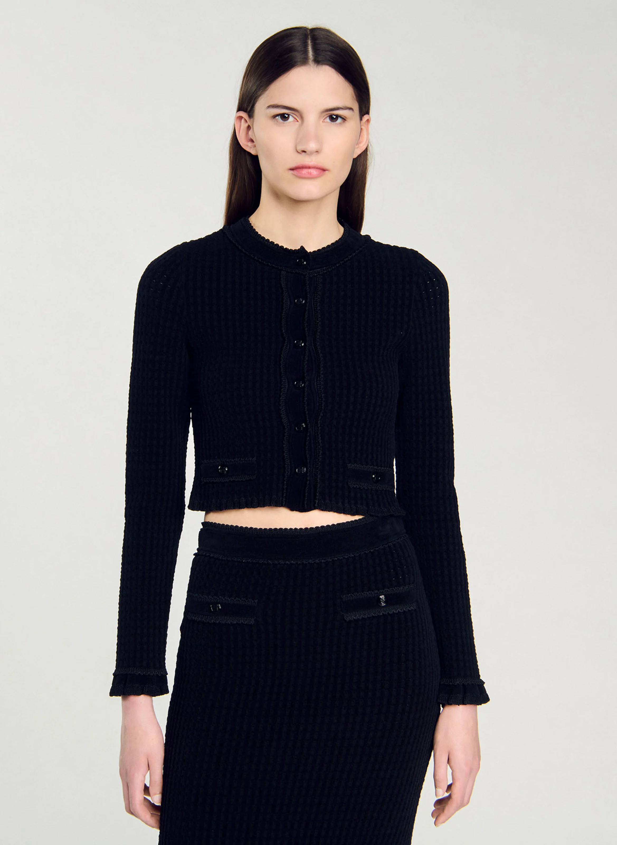 Cardigan droit col rond | Noir