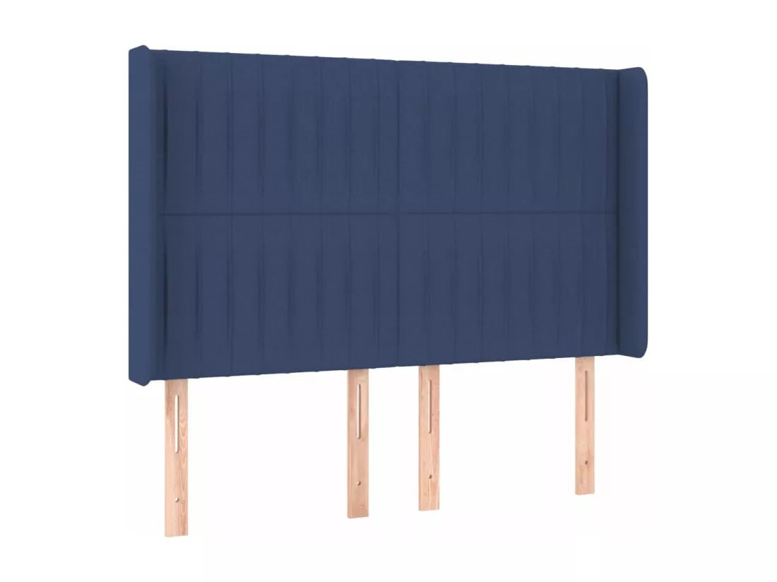 Sommier tapissier avec matelas et LED Bleu 140x190 cm Tissu