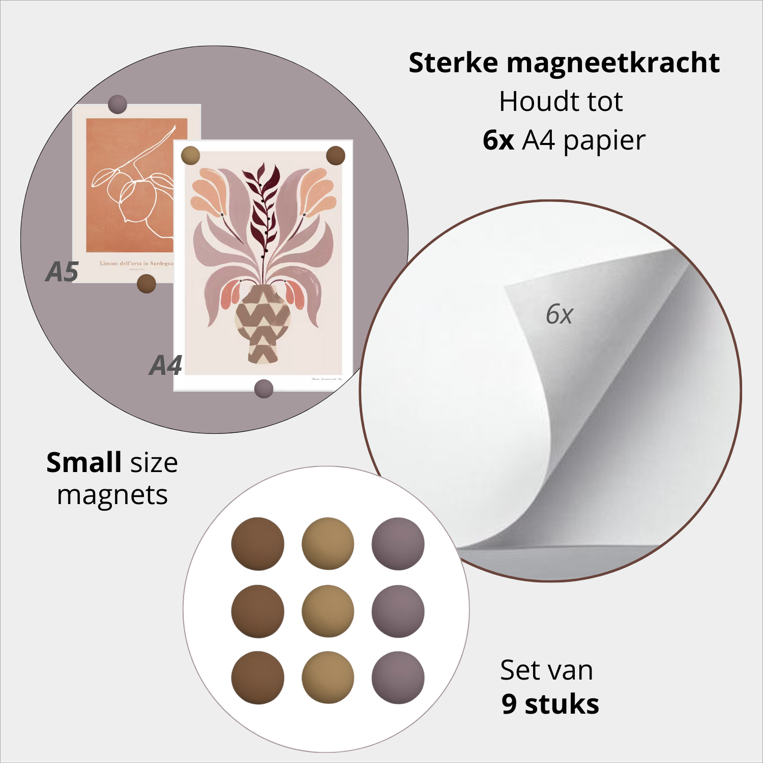 9x magneet - Walnut/fudge/heather