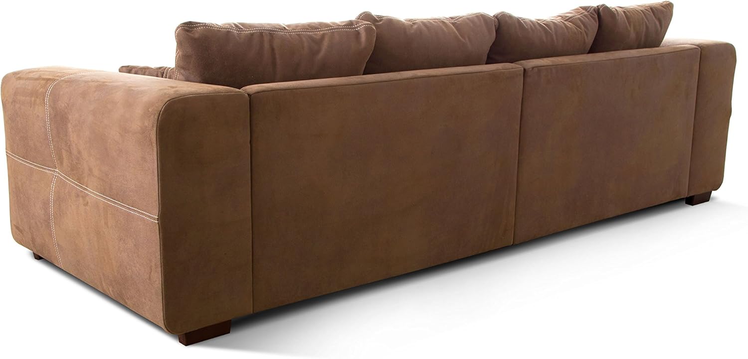 Cavadore Big Sofa Mavericco / XXL Sofa im modernen Design / Inklusive Rückenkissen und Zierkissen / 287 x 69 x 108 cm (BxHxT) / Mikrofaser Braun