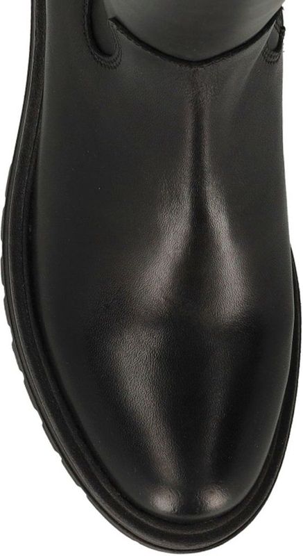 Manfield - Hoge Leren Stretch Laarzen - Zwart - Schachthoogte 41 cm