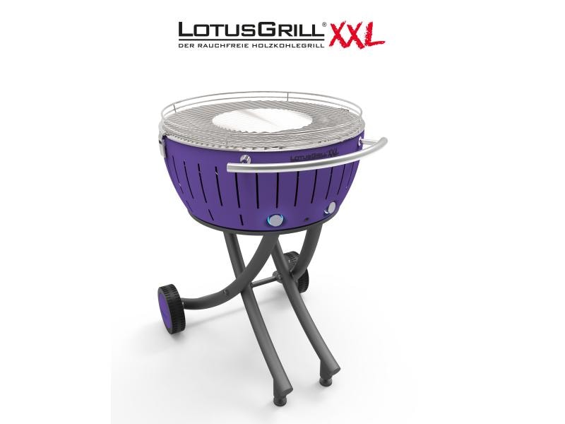LotusGrill Holzkohlegrill XXL Pflaumenlila Rauchfreier Holzkohle-Grill für Garten und Balkon