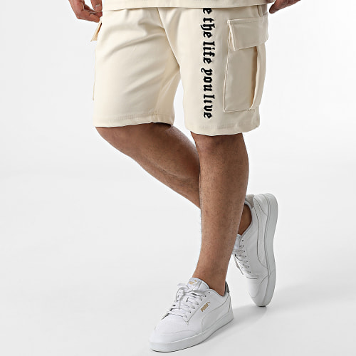 Ensemble Tee Shirt Et Short Jogging LL613 Beige