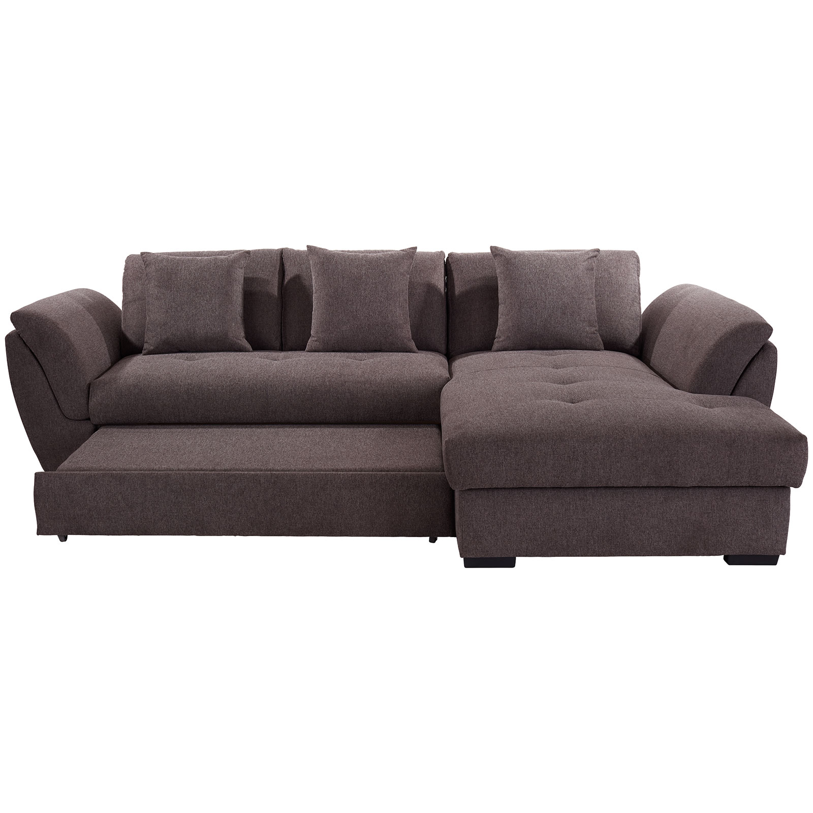 Ecksofa - graubraun - Liegefunktion - Recamiere rechts