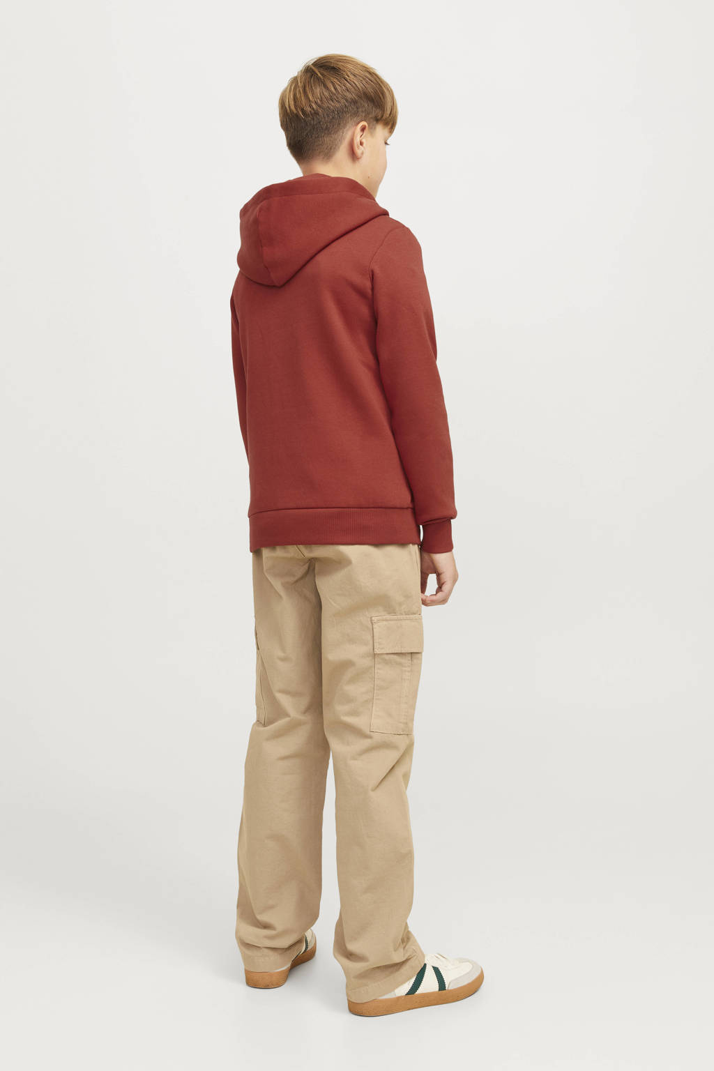 JACK & JONES hoodie JJELOGO met logo donkerrood