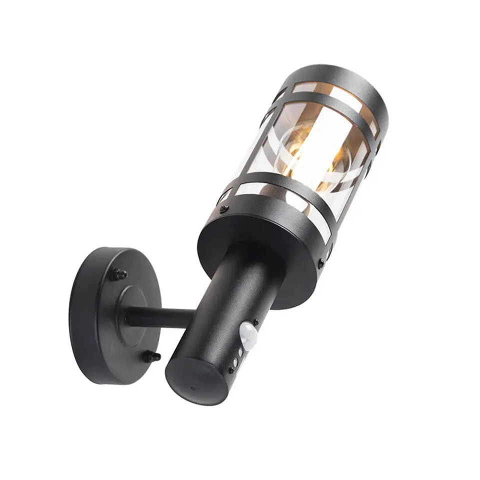 Qazqa buitenlampen met sensor gleam zwart e27