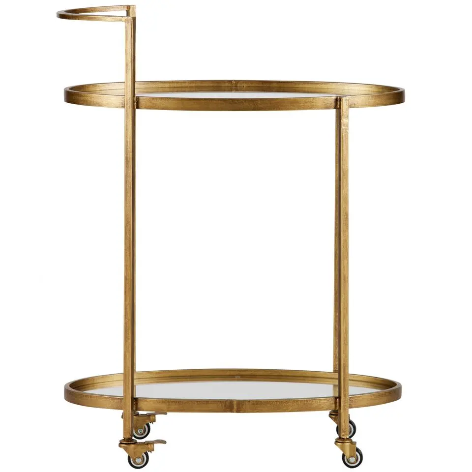 WOOOD Push Trolley - Metaal - Antique Brass - 86x67x35