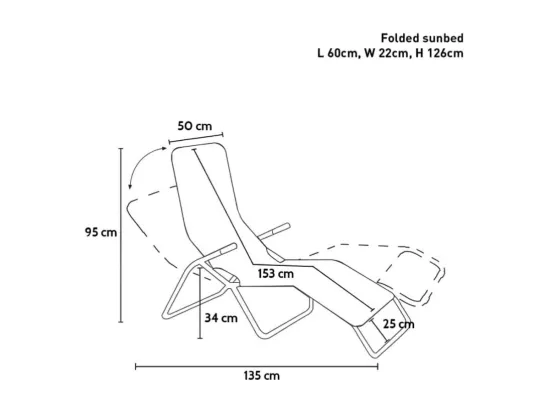 Chaise longue pliante de jardin confort en acier léger SERENE