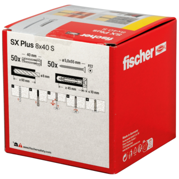 Fischer SX plus plug met schroef PZ2 8x40 mm 50 stuks