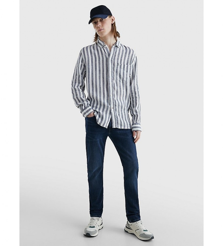 Calça jeans Tommy Hilfiger Slim Bleecker Pstr Bridger azul marinho