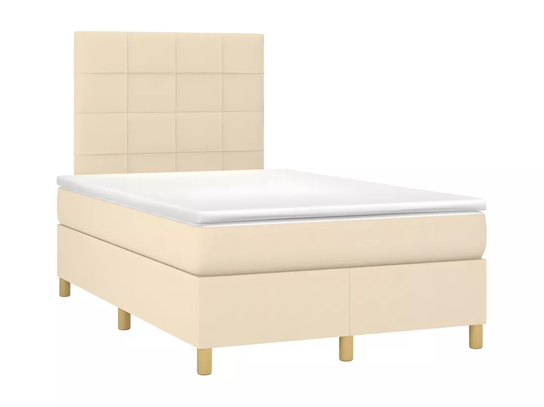 Sommier tapissier avec matelas et LED Crème 120x200 cm Tissu
