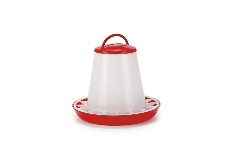 Olba Voersilo met deksel - Plastic - 3 Kilogram - Rood / Wit - 27x27x27 cm