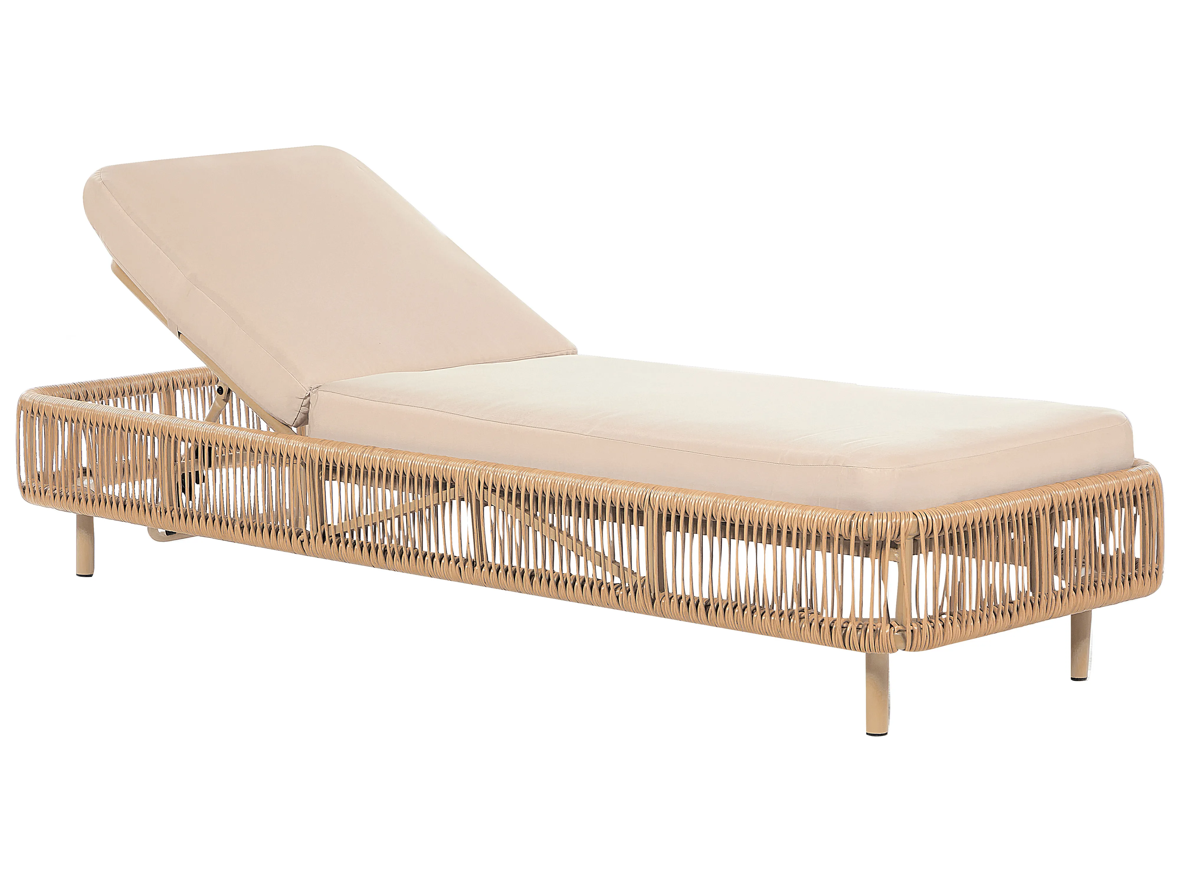 Ligstoel met kussen OSINI achteroververstelbaar PE rotan Beige