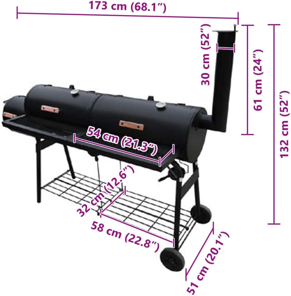 vidaXL Holzkohlegrill Smoker BBQ Barbecue Grillwagen Standgrill Räucherofen