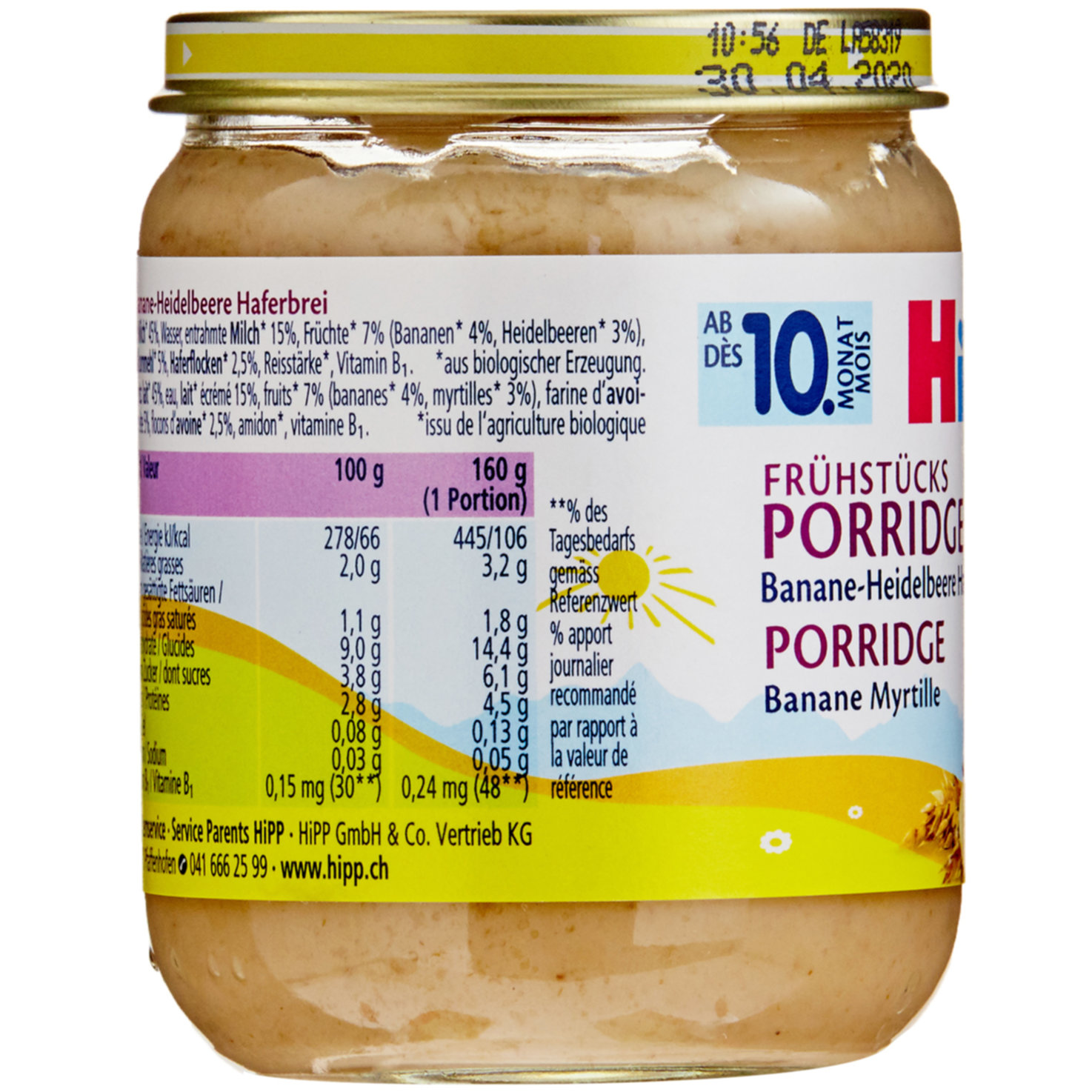 Hipp Porridge Banane-Blaubeer & Haferbrei 10+ Monate