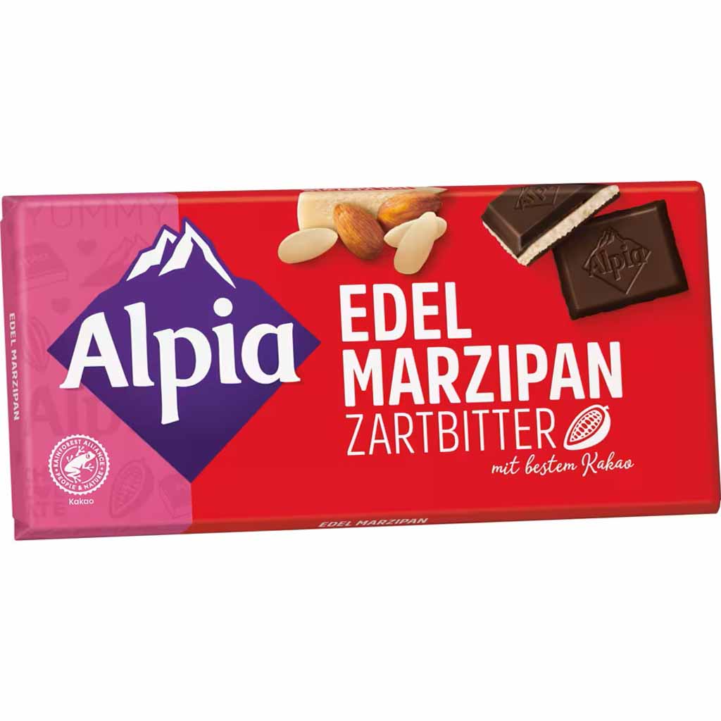 Alpia Tafelschokolade Edel-Marzipan Zartbitter 100g MHD:3.7.25