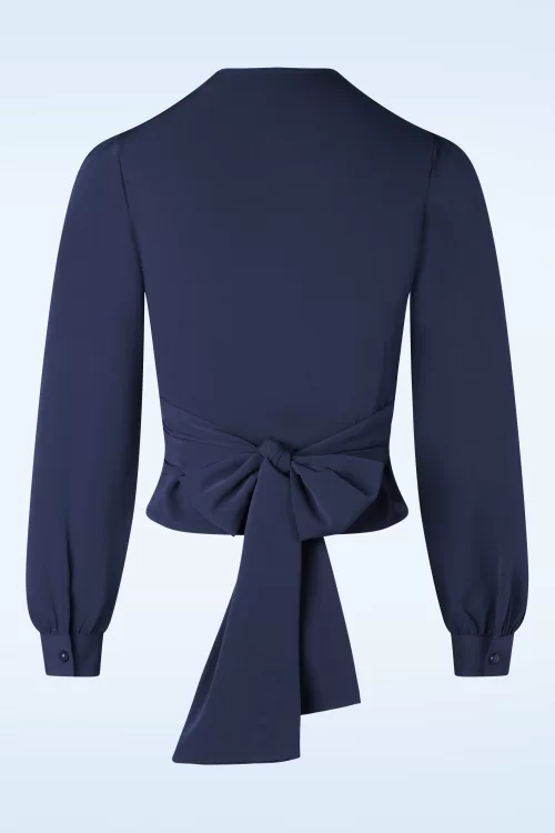 Rock N Romance Darla overslag blouse in marineblauw