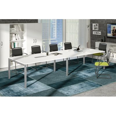 Prolongement pour table de réunion BRIDGE - L160 x H73 x P120 - Pieds gris alu - Plateau blanc