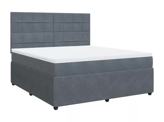 Sommier à lattes de lit et matelas Gris foncé 180x200cm Velours