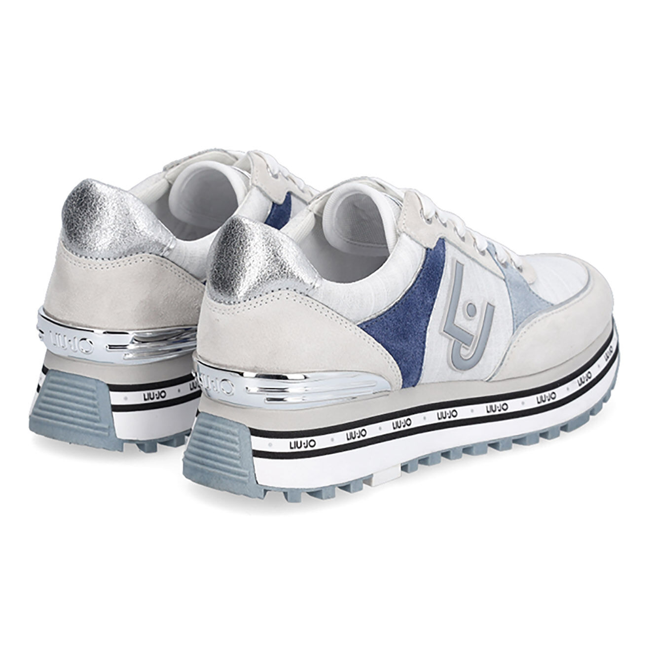 Liu-Jo Sneakers en Velours de Cuir Maddy blanc/gris/bleu
