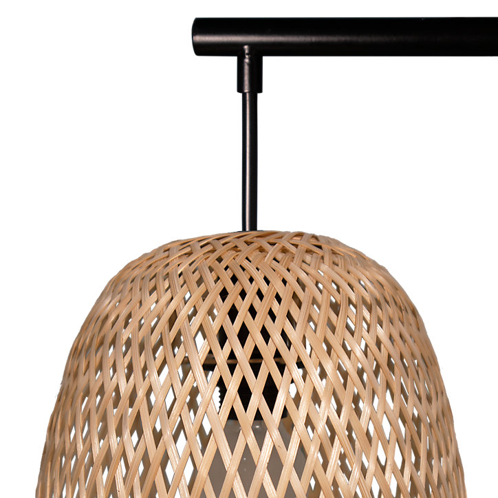 Applique murale Calume E14 28W ⌀24xL.188xH.31cm métal noir et fibre naturelle GoodHome
