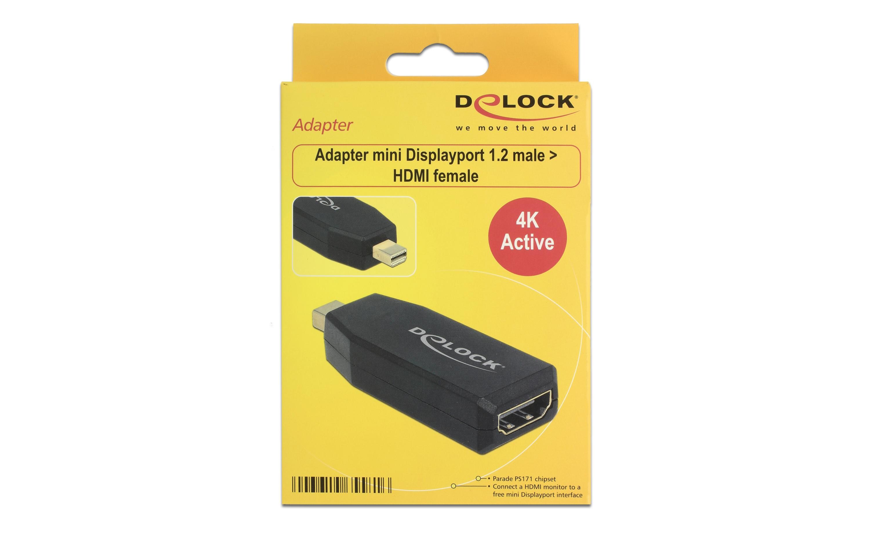 Adapter Mini-Displayport – HDMI 4K, aktiv, schwarzMini Displayport zu HDMI Adapter
