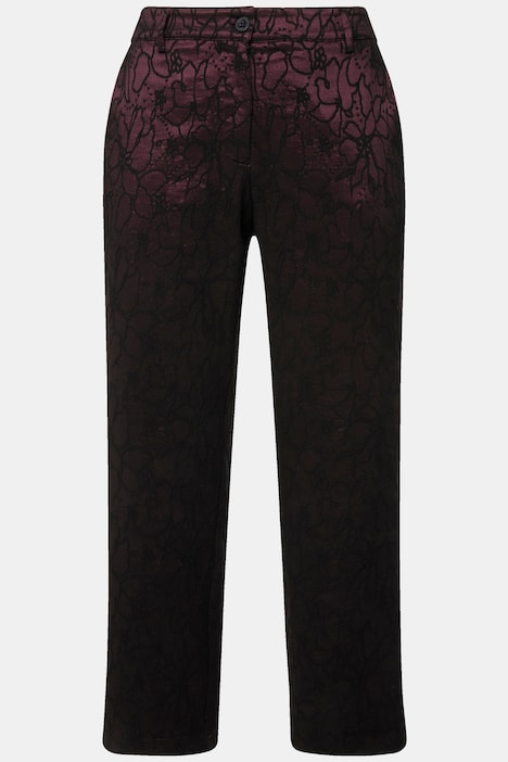 Jacquard-Hose, florales Design, schmales Bein