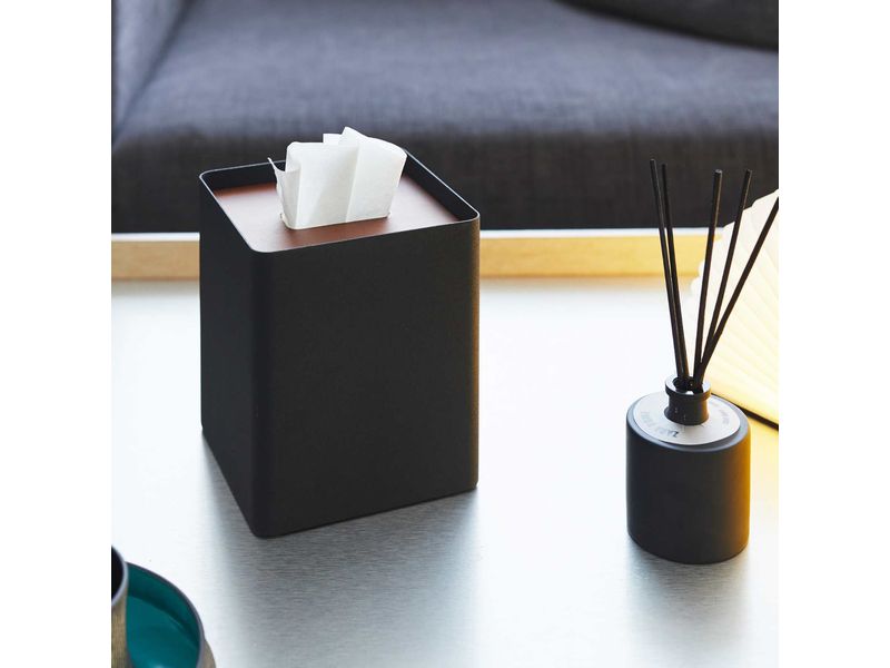 Yamazaki Kosmetiktuchbox Rin Schwarz Quadratische Taschentuchbox