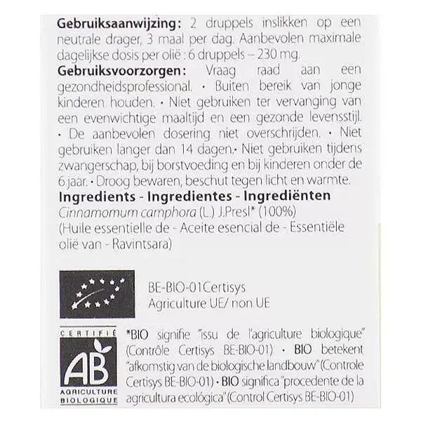 Óleo Essencial de Ravintsara Orgânico Pranarom 10ml