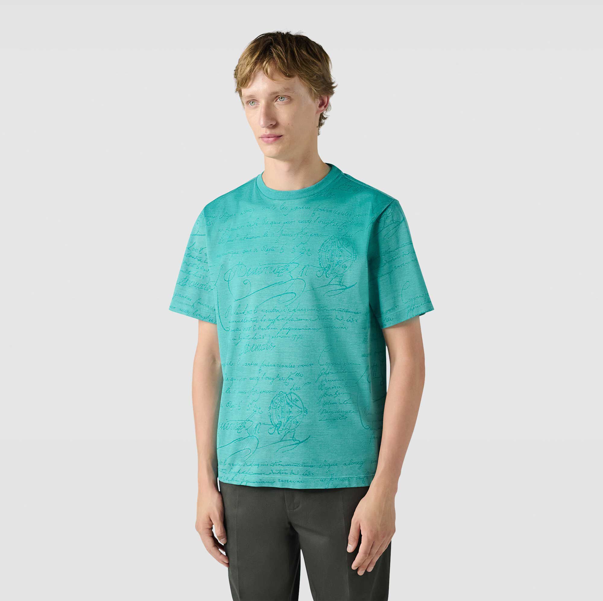 T-Shirt En Jacquard Scritto