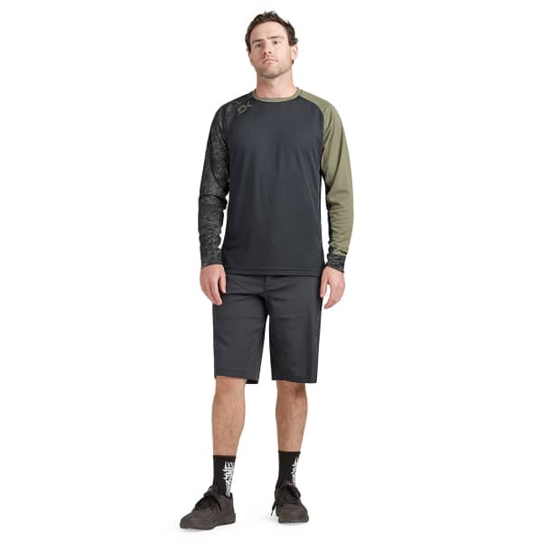 Maillot VTT DAKINE THRILLIUM L/S JERSEY BLACK/CANOPEE GREEN/HASHER PRINT