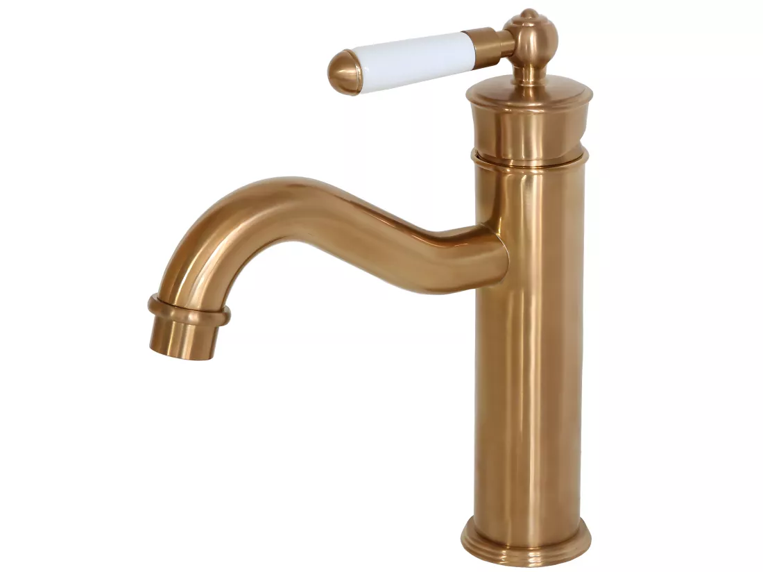 Leeds mitigeur lavabo bas rétro cuivre brossé - Essebagno