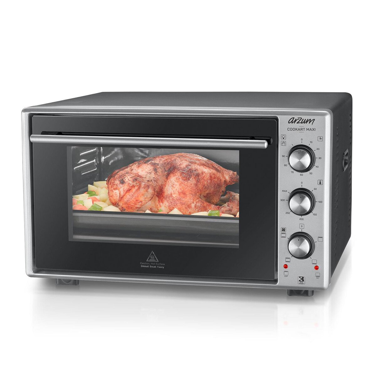 Arzum 1600 W Elektrische Backofen mit Umluft Pizzaofen 50 Liter